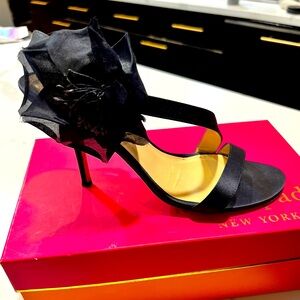 Navy Kate Spade High Heel Sandals with Flower